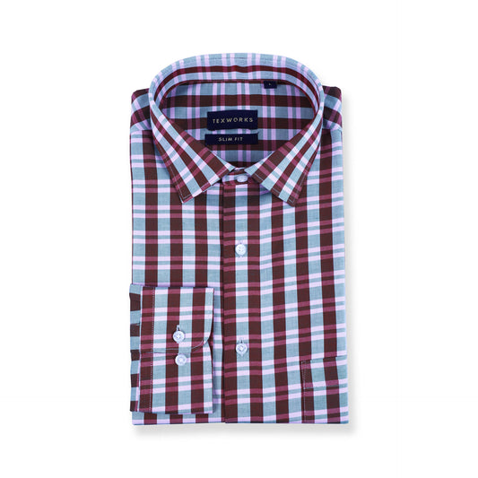 Red Bold Twill Checks Twill Yarn Dyed Shirt
