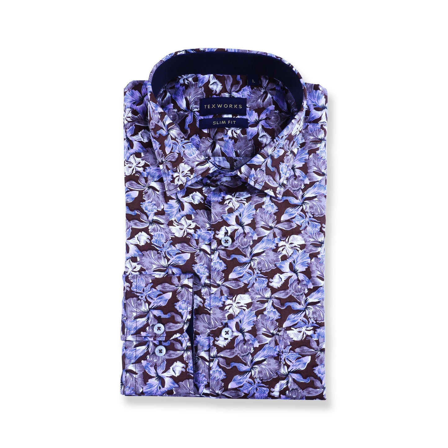Brown Floral Satin Printed Shirt