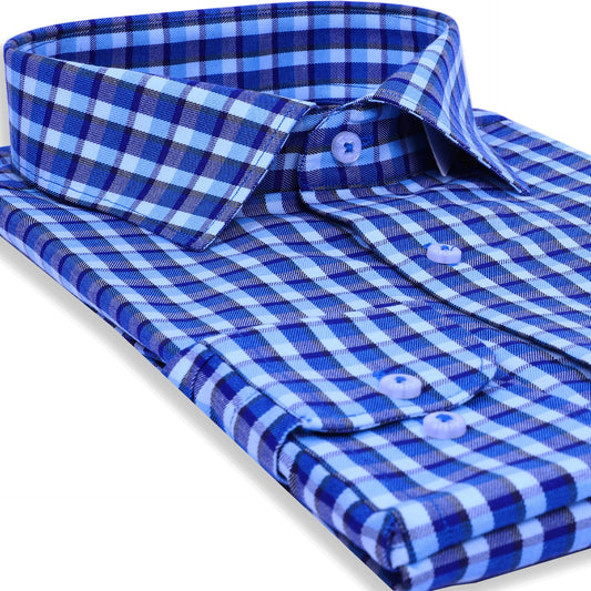 Blue Bold Twill Checks Twill Yarn Dyed Shirt