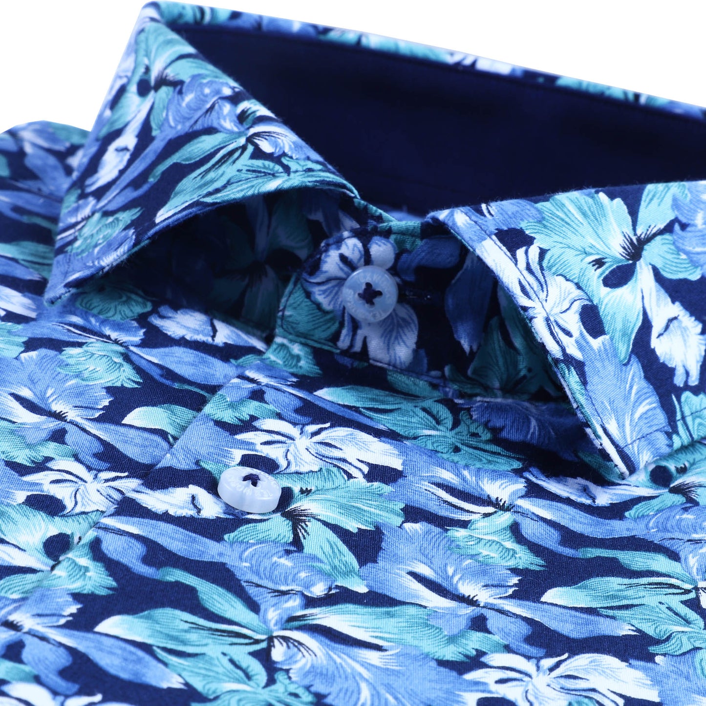 Blue Floral Satin Printed Shirt