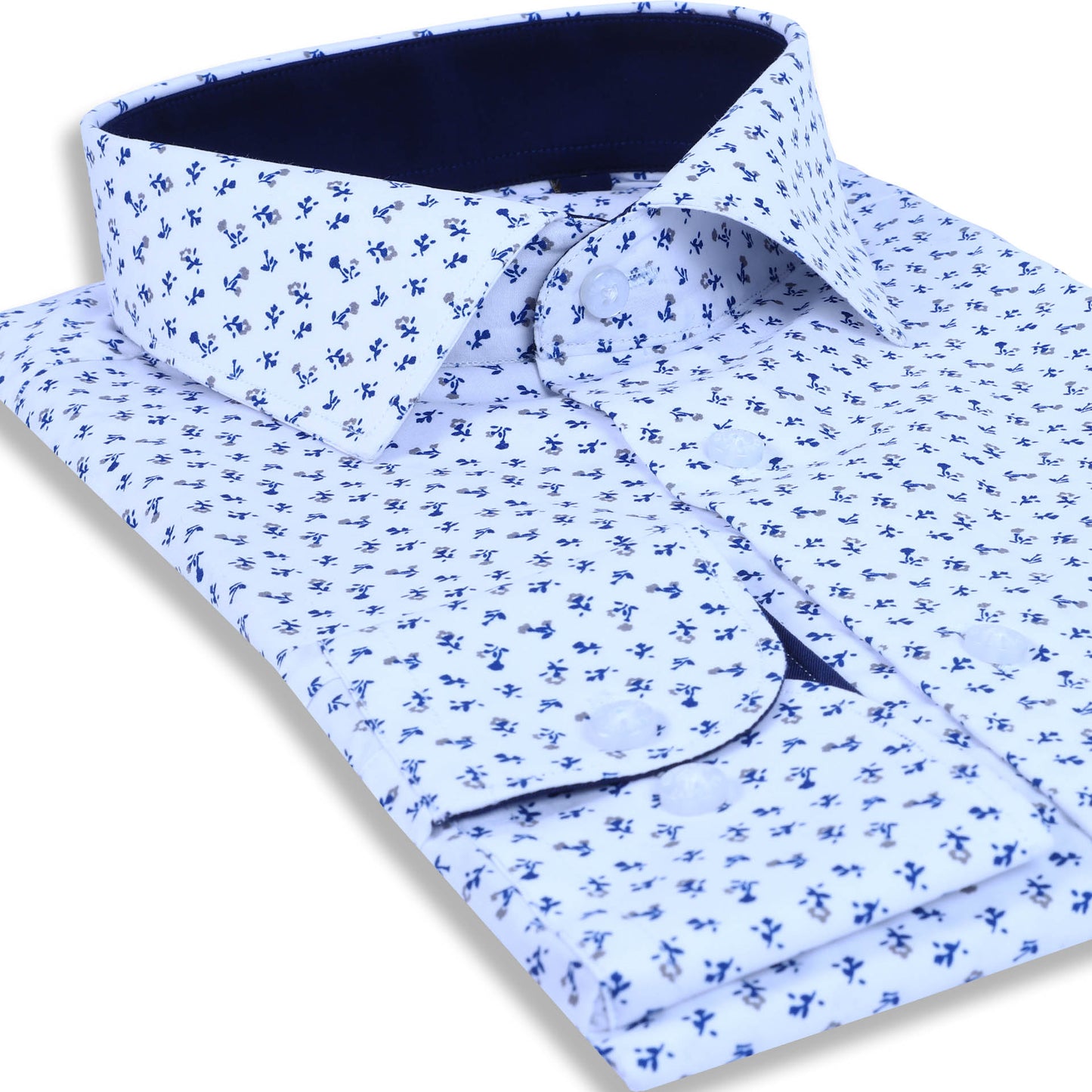 White Floral Poplin Printed Shirt