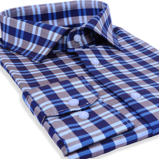 Blue Bold Twill Checks Twill Yarn Dyed Shirt