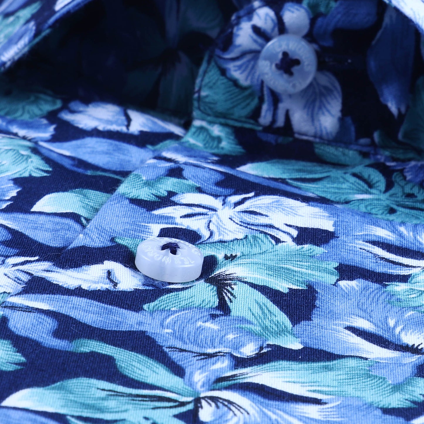 Blue Floral Satin Printed Shirt