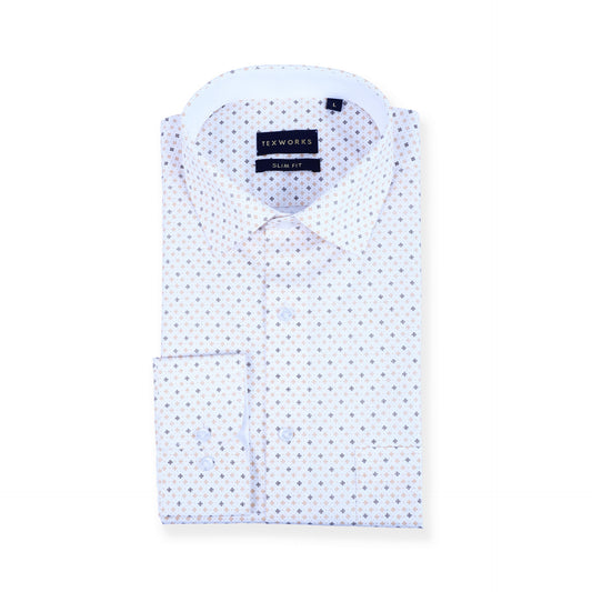 White  Geometric Poplin Printed Shirt