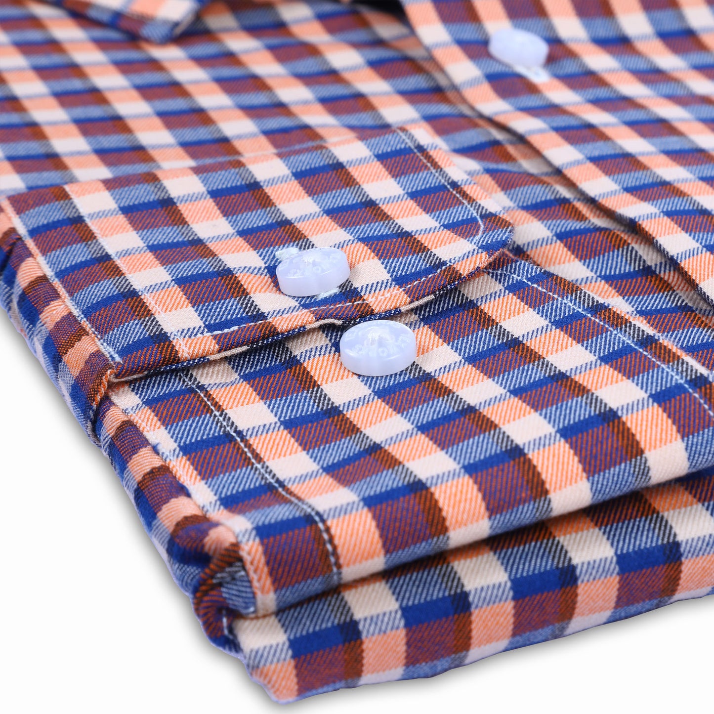 Orange Bold Twill Checks Twill Yarn Dyed Shirt