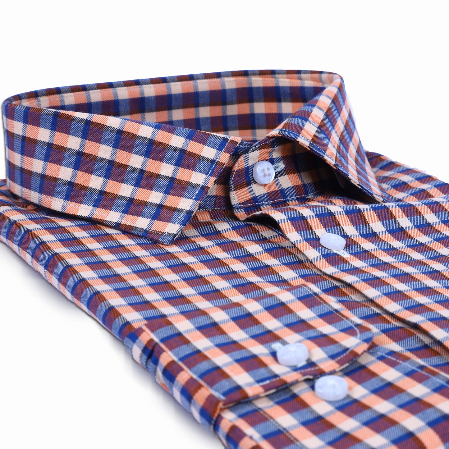 Orange Bold Twill Checks Twill Yarn Dyed Shirt
