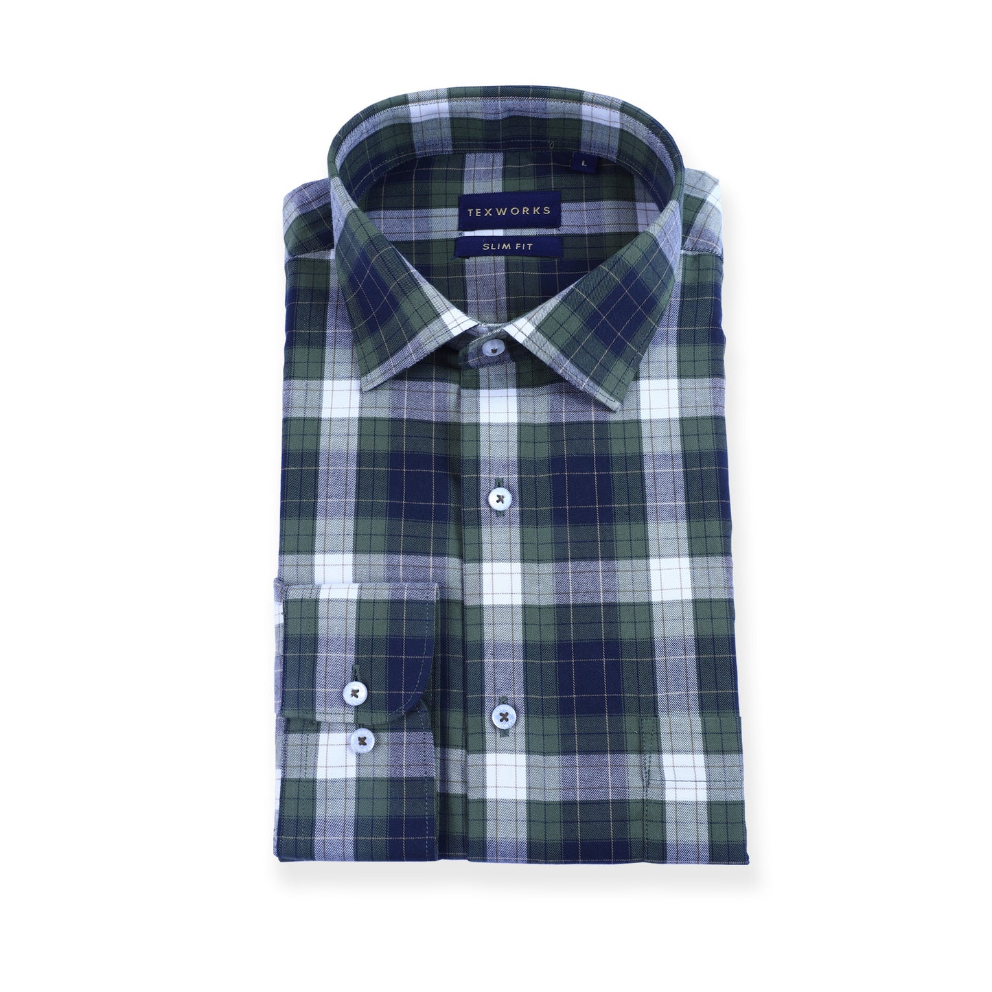 Olive Green  Bold Twill Checks Twill Yarn Dyed Shirt