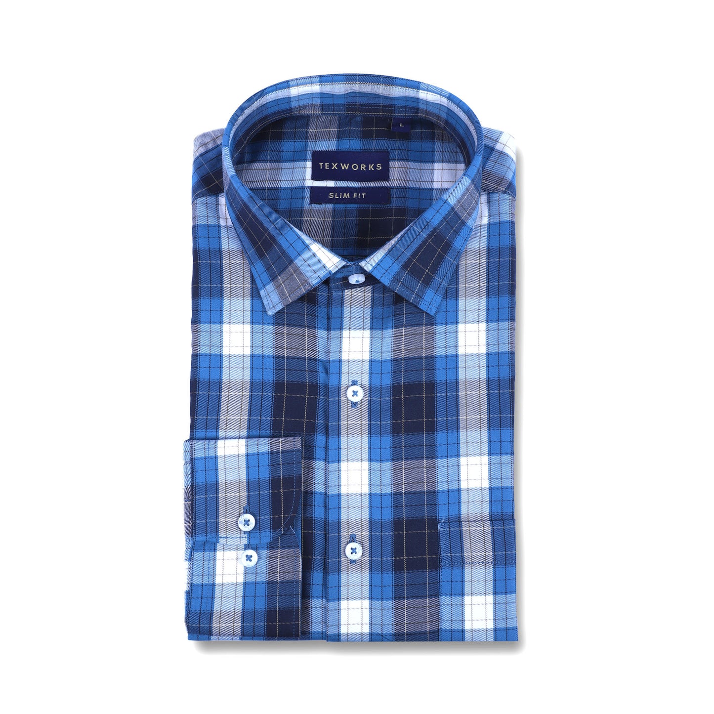 Blue Bold Twill Checks Twill Yarn Dyed Shirt