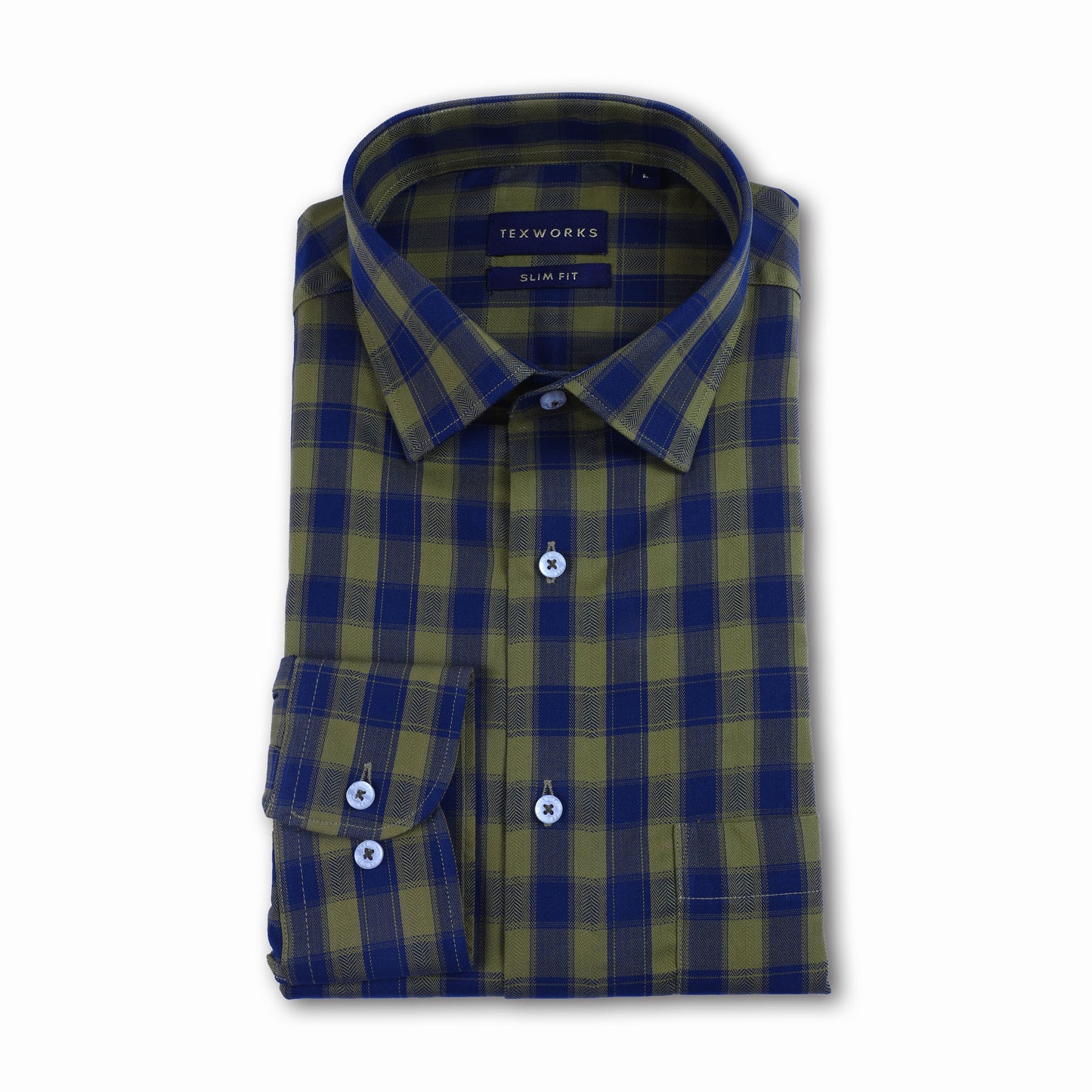 Blue Bold Twill Checks Twill Yarn Dyed Shirt