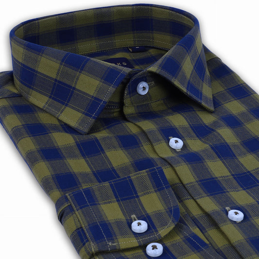 Blue Bold Twill Checks Twill Yarn Dyed Shirt